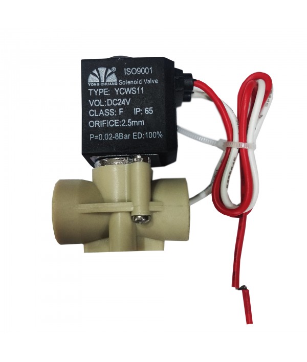 WELLON Yongchaung Original Solenoid Valve 24V(DC)- Waterproof Black Wire SV for Heavy Duty RO Models.